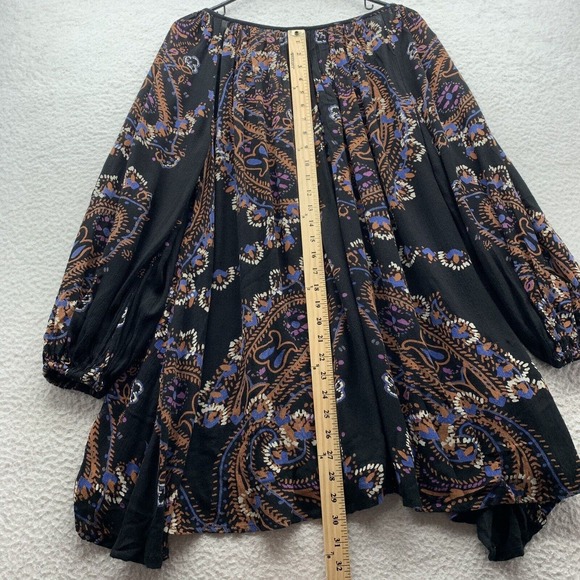 Free People Mini Dress Womens XS Flowy Loose Fit Boho Floral Hippie Pockets - Picture 7 of 13